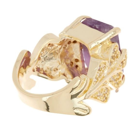 🎁NWT: Gold & Amethyst Tulip Ring - Picture 2 of 4